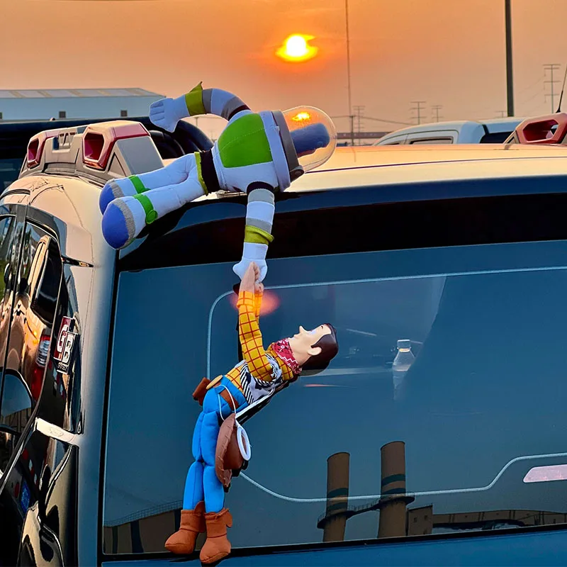 Toy Story Sherif Woody Buzz Lightyear Car Dolls Toys Outside Hang Model Statue Cute Auto Accessories Car Decoration Doll Gift