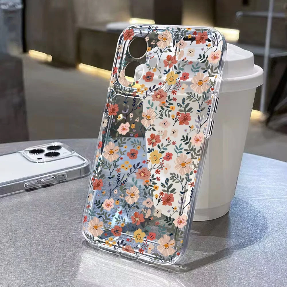 Retro Flower Clear Phone Case For Samsung A57 A37 A27 A17 A07 A56 A36 A26 A16 A06 A55 A35 A25 A15 Soft Cover Funda