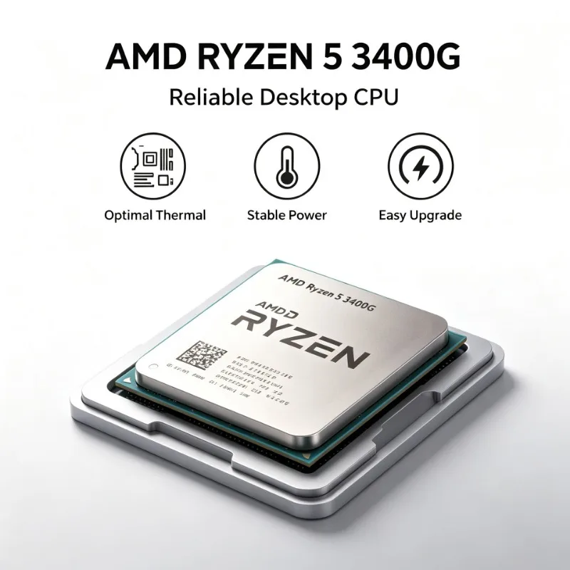 R5 3400G AMD APU Processor 3.7GHz 4‑Core 8‑Thread 65W Socket AM4 With Vega 11 GPU YD3400C5M4MFH Without Cooling Fan
