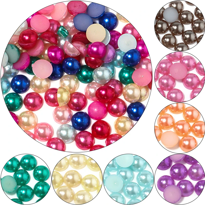 50-500pcs/Lot 2/4/6/8/12/14mm Half Round Flatback ABS Imitation Pearl Bead For Jewelry Making DIY Accessories Acrylic Beads