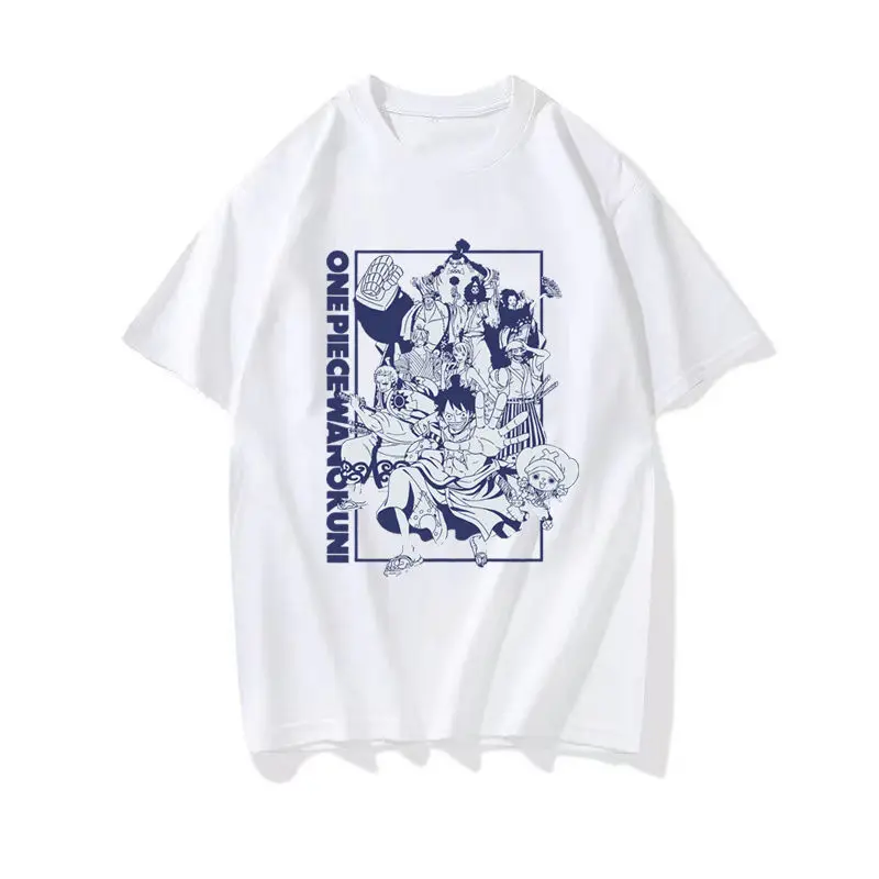 T-shirt per adolescenti a maniche corte giapponese retrò ONE PIECE Joint Ifashion T-shirt versatile per coppia da uomo