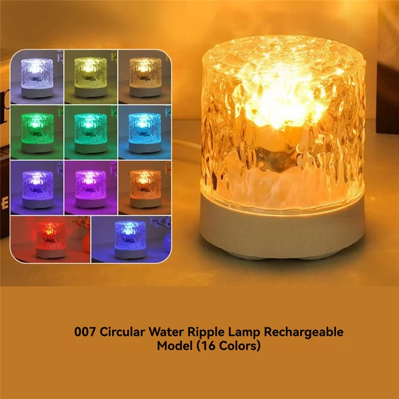 Abvj-projetor de projeção de ondulação de água led recarregável luz noturna com controle remoto lâmpada ambiente de quarto de 16 cores