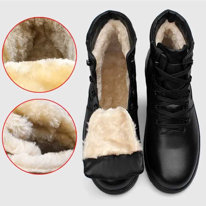 

Men Genuine Leather Boots Winter Snow Boot Waterproof Boots With Fur Warm Boots Super Large Szie 51 52 53 Men Bottom Shoes
