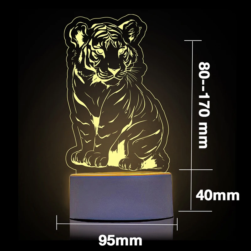 3D 비주얼 LED 야간 조명, 흰색 베이스 야간 조명, 아크릴 방 장식, 가정용 침대 옆 램프, LED 책상 램프