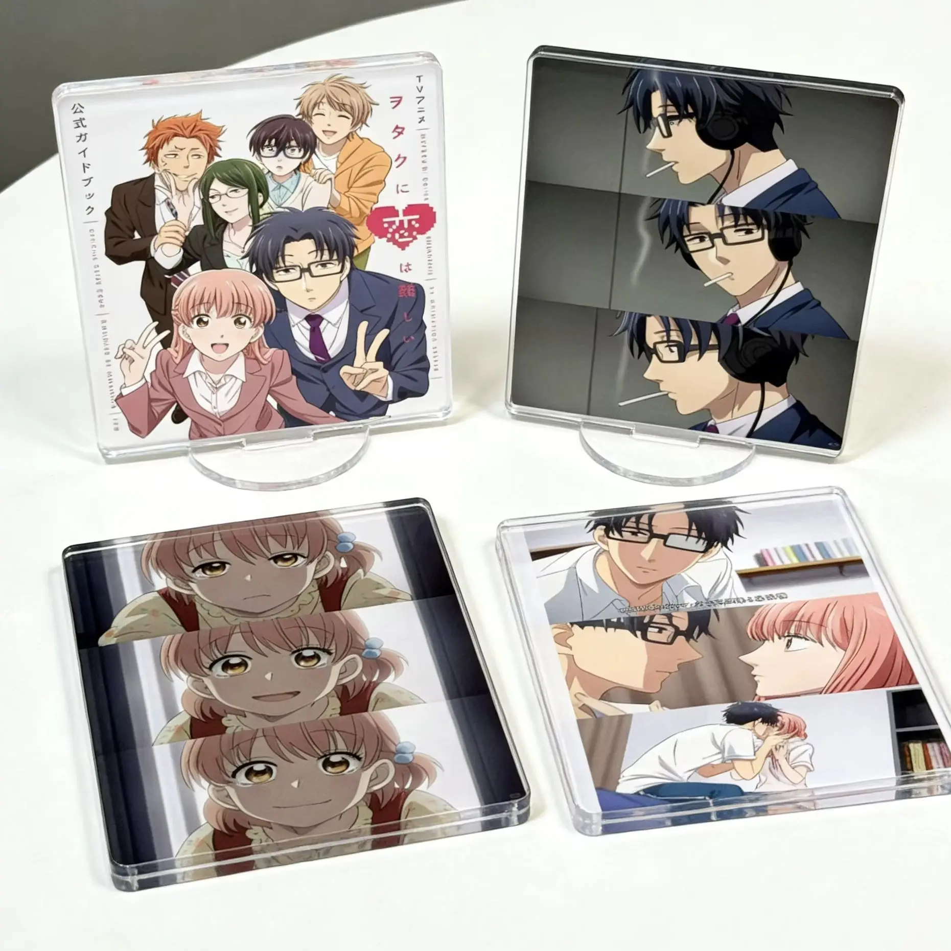 Wotakoi: Love Is Hard for Otaku Rectangle Acrylic Figure Stand Model Plate Keychains Desktop Ornament Holiday Gifts