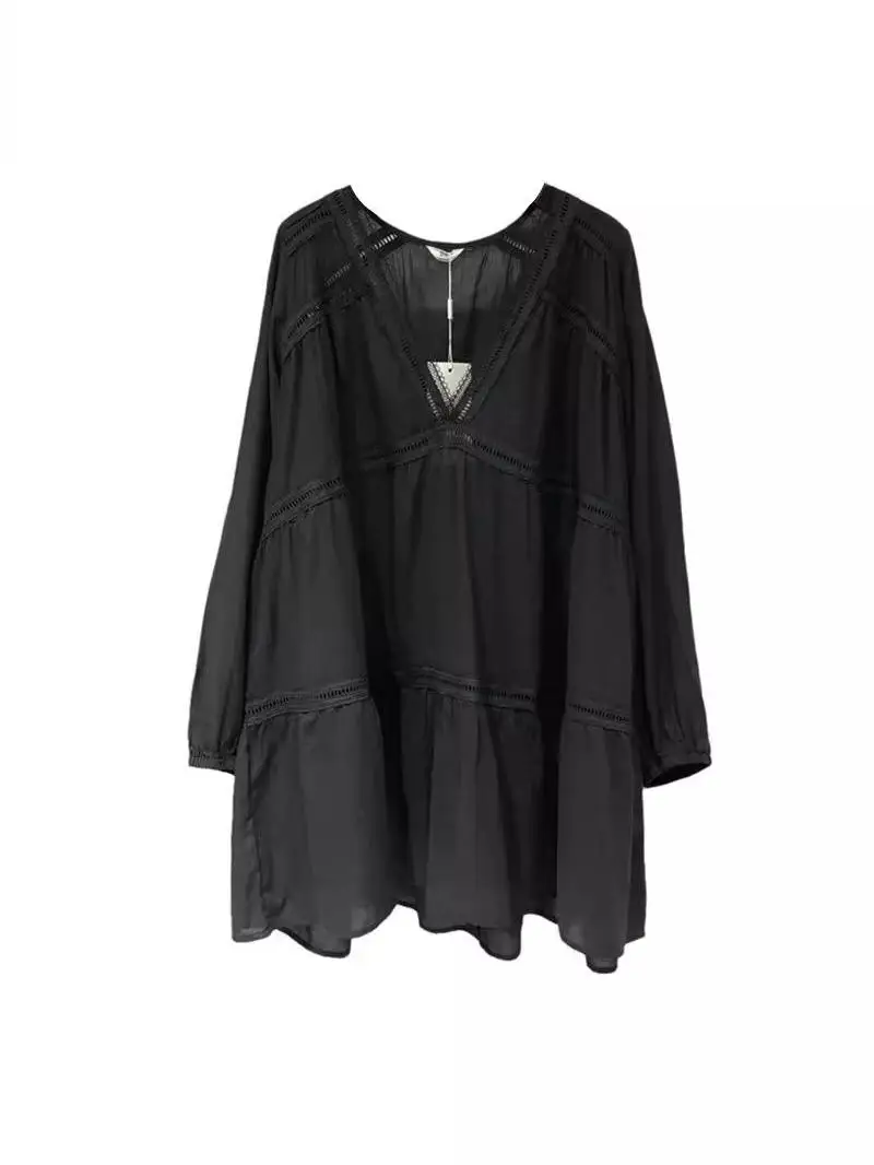 plus maat 300-Pou dames lang Sve irt V-Ne ademend losse dunne zonbescherming top lente zomer faion dames...