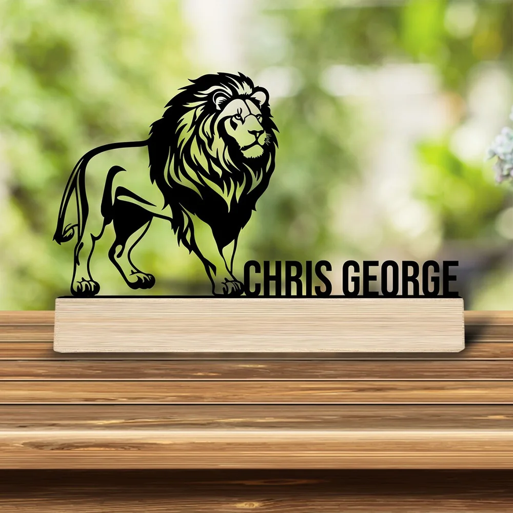 1pc Fashionable Personalized Custom Metal Statue Customizable Content With Wooden Base Home or Office Decorations