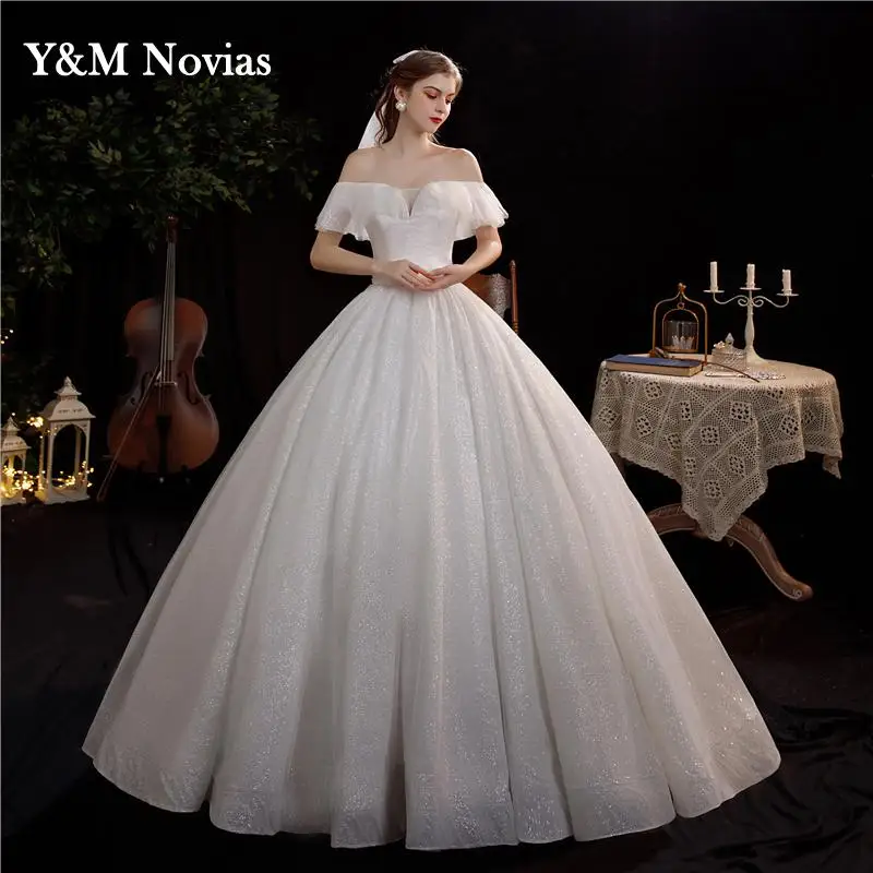 2021 New off White Off the Shoulder Vestido De Noiva Wedding Dress Floor Custom-made Plus Size Bridal gown Real Princess Mariage