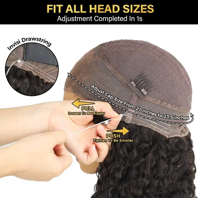 360 Full Lace Human Wig Invisible Drawstring Frontal Wig 13x6 Straight HD Transparent Lace Front Wigs Human Hair 250% Density