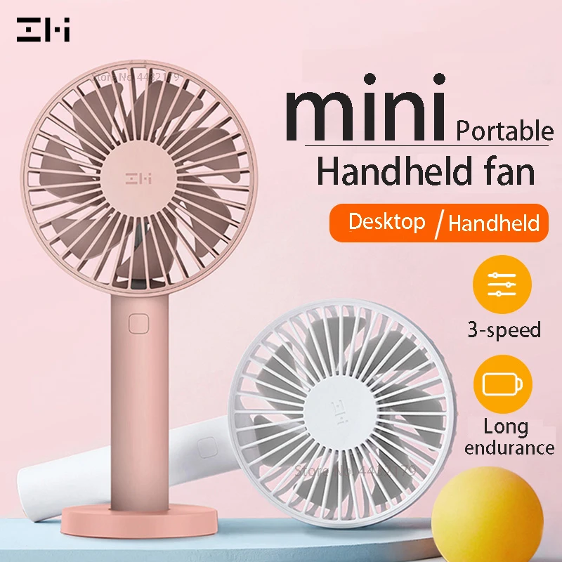 

ZMI Portable Fan USB Mini Handheld Fan Office Desks Mute 3rd Gear Wind Speed 3350mAh Recharge Hand Held Small Pocket Fan