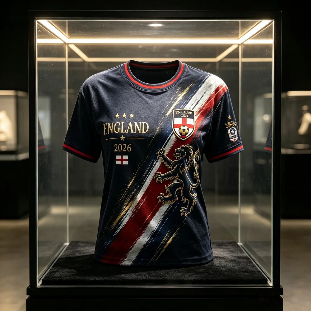 New England Three Lions Konzept-Fußballtrikot für Fans, 3D Schnelltrocknend, Atmungsaktiv, Sport-Trainings-T-Shirt für Damen, Familie und Kinder