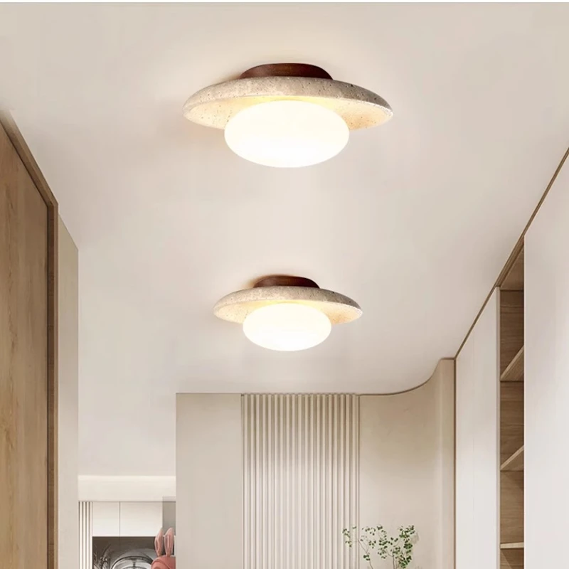 IWHD Wabi lampu LED plafon, lampu plafon kuning dekorasi rumah samping tempat tidur ruang tamu lampu langit-langit Lampara Led Techo