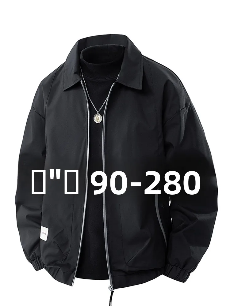 

American Style Casual Jacket Men's Spring Autumn New Stand Collar Loose plus Size Fat Men's Clothing Upper Apparel