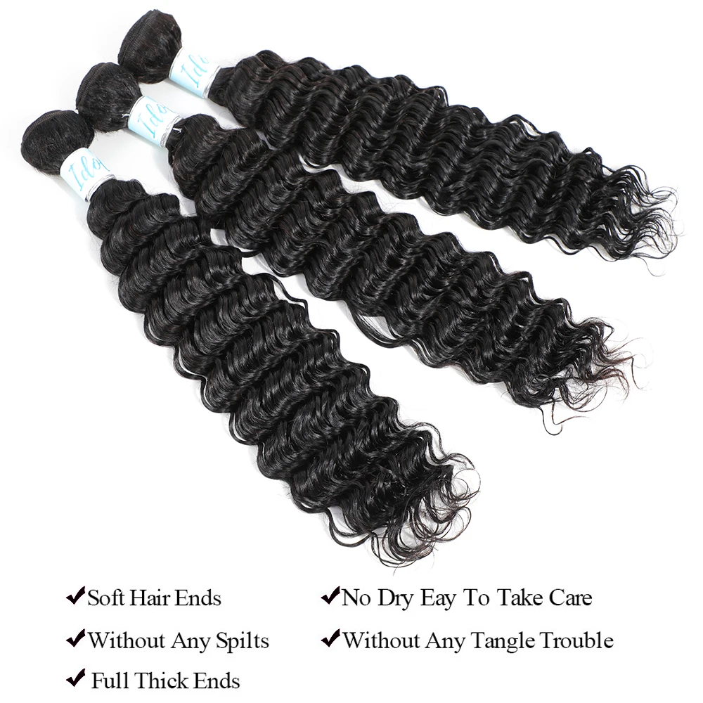 12A Brazilian Deep Wave Human Hair Bundles 100% Unprocessed Virgin Remy Hair Deep Curly Human Hair Weave Bundles