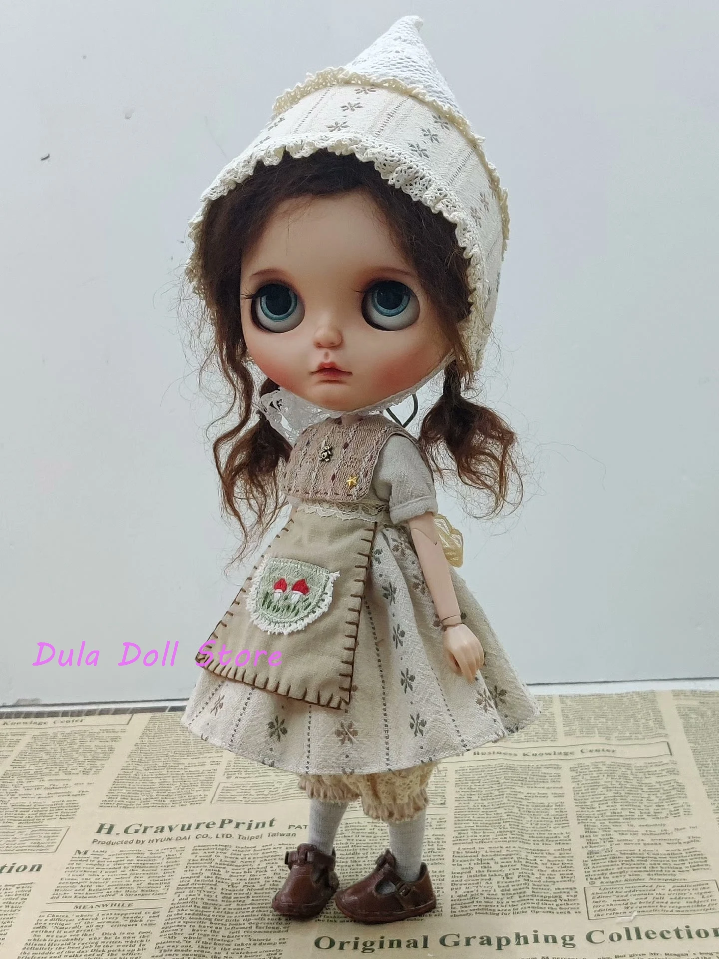 Dula Doll Clothes for Blythe Handmade mushroom multi-color apron set ob24 ob22 Diandian Azone Licca 1/6 Bjd Doll Accessories