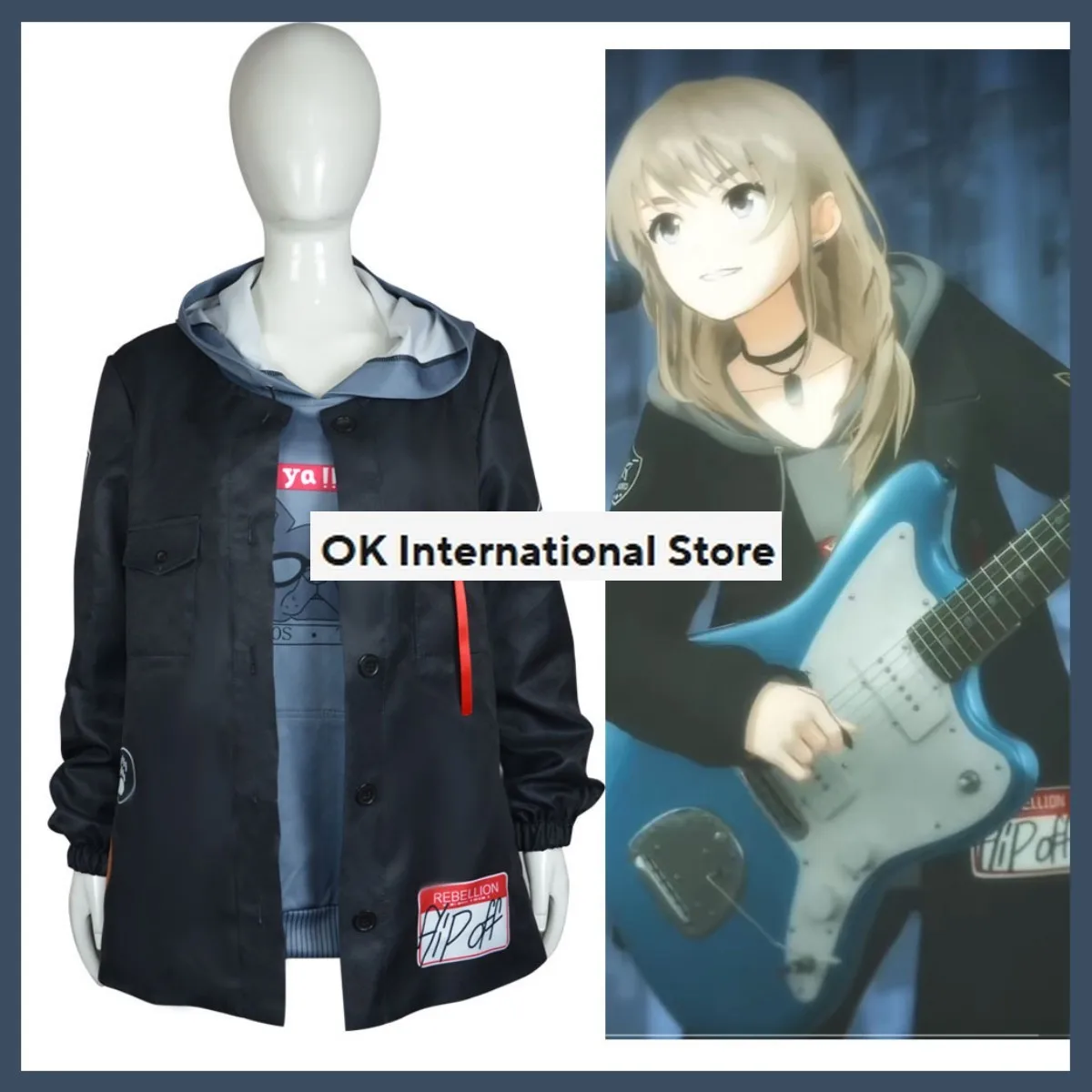 Anime Meisjes Band Cry Momoka Kawaragi Cosplay Kostuum Pruik Zwarte Jas Hoodies Uniform Volwassen Vrouw Dagelijkse Vrije Tijd Pak