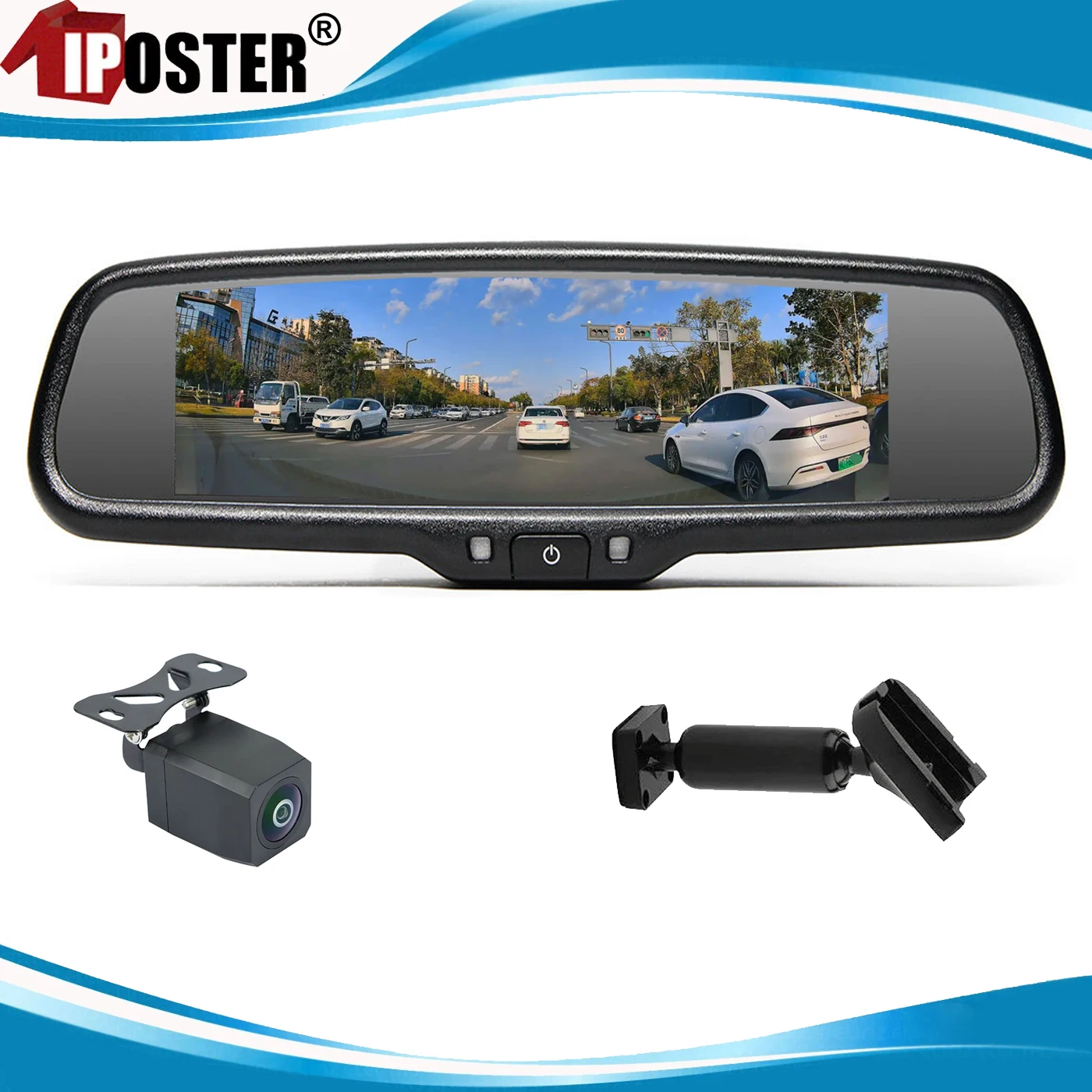 iPoster 8 Inch Touch Screen Dual Dash Cam DVR Mirror Monitor with Bracket No1 For Toyota Jeep Ford Nissan Honda