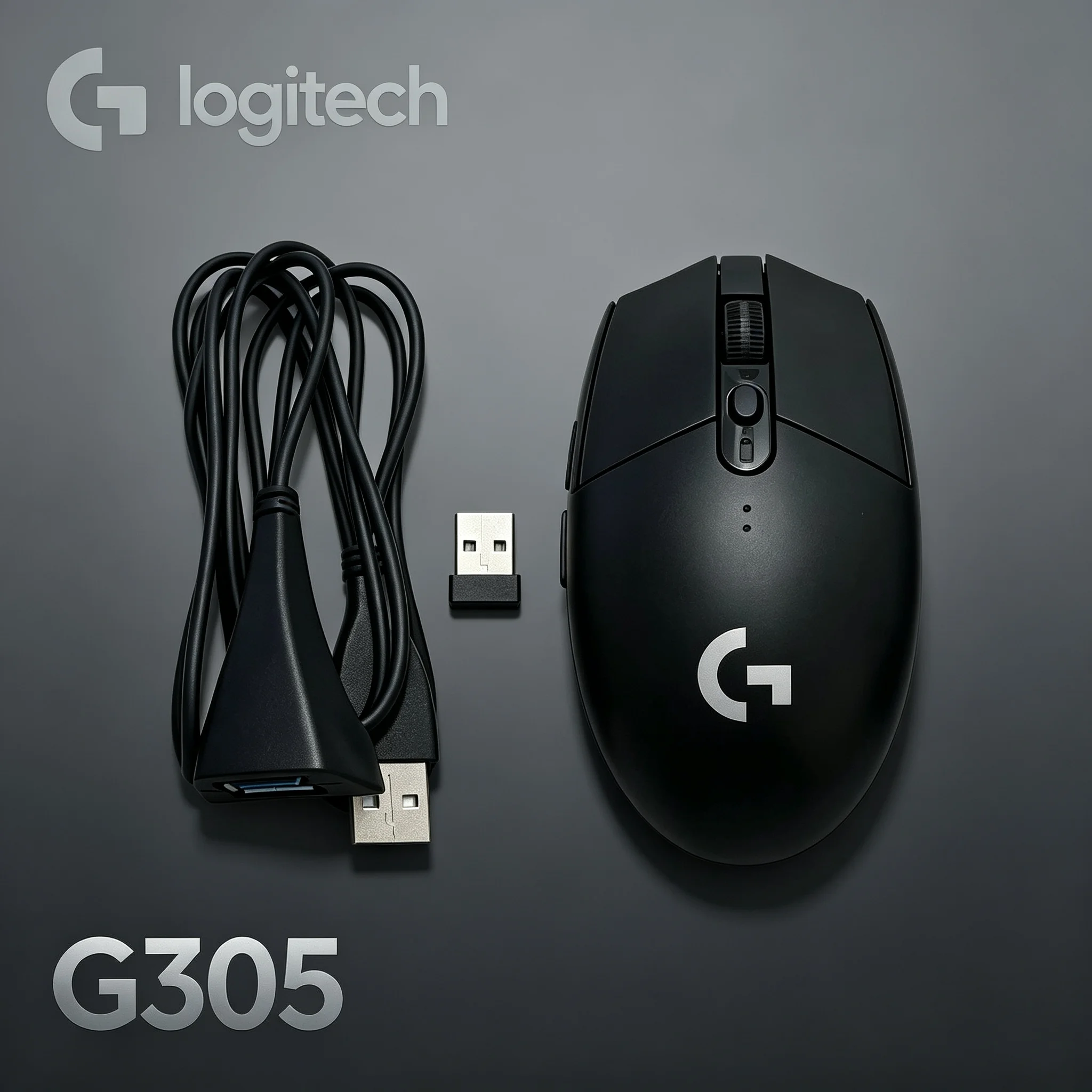 Logitech G305 2.4G Wireless Ergonomic Mice With Transfer Adapter Cable Fast Response Gaming Mouse For Office Work And Online Gam