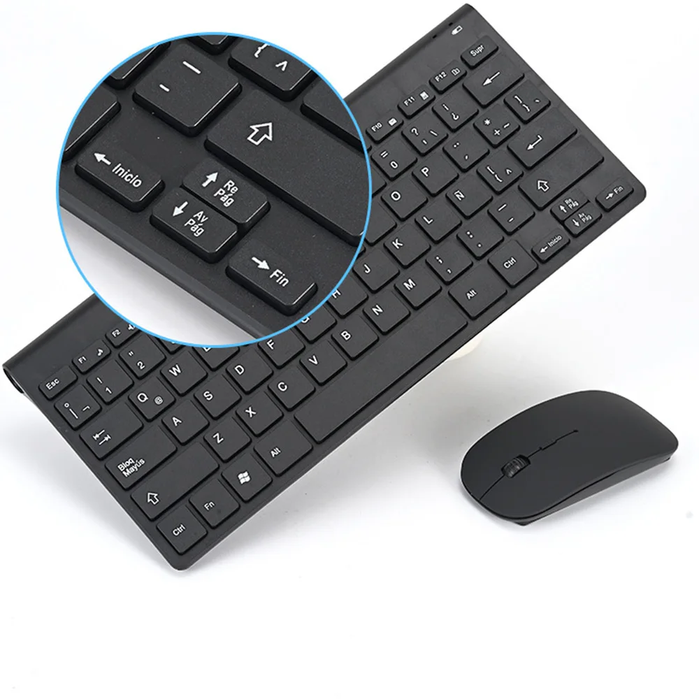 Mouse Nirkabel Keyboard Spanyol 78 Tombol Populer untuk Game PC Player TV Set Keyboard dan Mouse Spanyol Keyboard Gaming Dropshipping