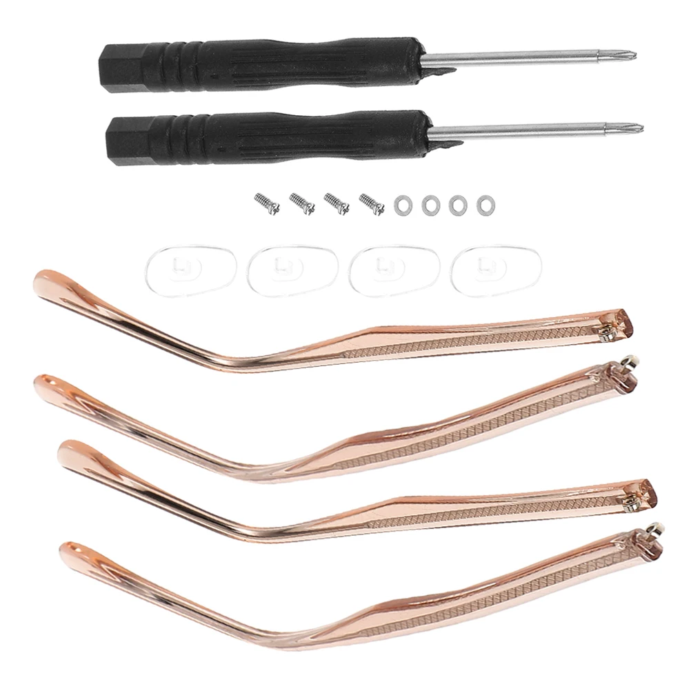 

2 Pairs Eyeglass Legs Accessories Durable Metal Crystal Replacement Parts Pink Color Easy Installation Comfortable Fit Universal