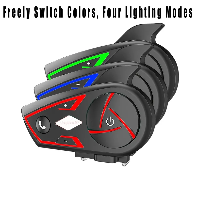 Houtonsen S3 Bike Riding Wireless BT Headset Group Intercom Splash Resistant 1000M Communicator RGB Dynamic Glow Backlight Light