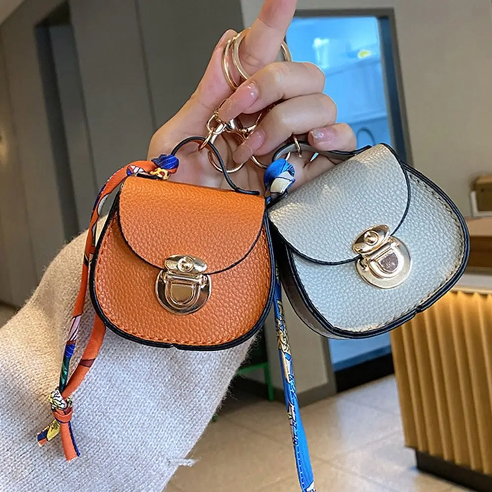 NEW Fashion Keychain Small Coin Purse Premium Leather Multifunction Mini Storage Pouch Earphone Bag for Women