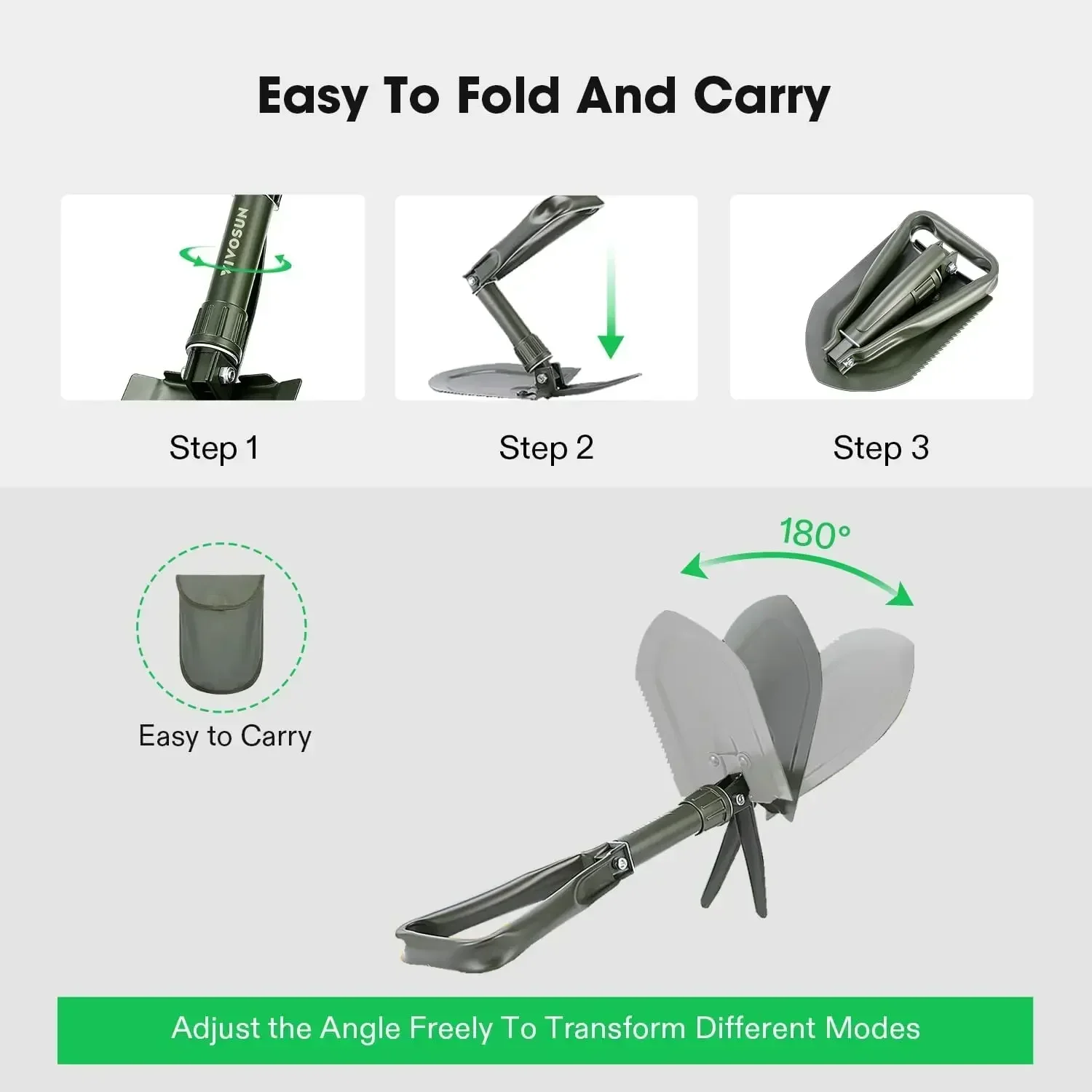 Multifunctional folding shovel sapper shovel large military green car shovel outdoor digging wild vegetables