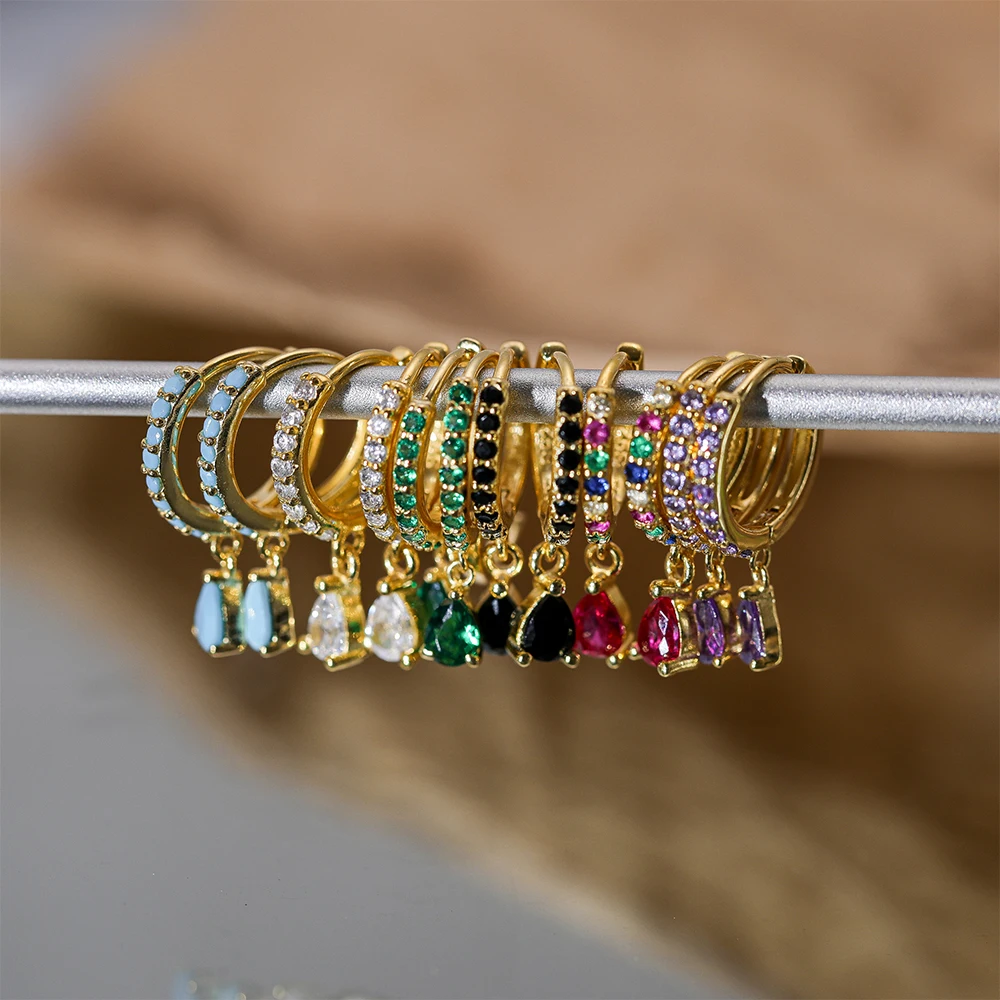 ROXI Water Drop Personality Pendant Earrings Colorful Multicolor Zircon Earrings Ladies Fashion Jewelry Accessories Gift