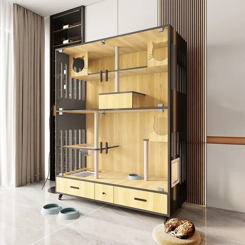 

2025 New Hot Sale Luxury Solid Wood Cat Cage Pet House & Furniture Wooden Dog House Cat Cage Villa Large