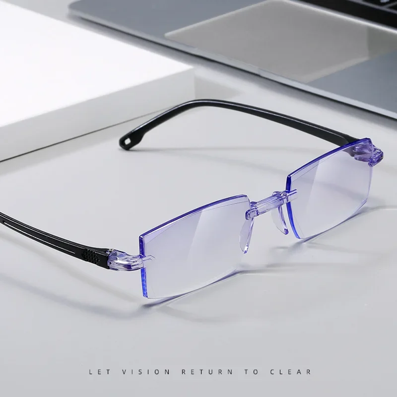 Unisex Eyeglasses Rimless Square Finished Myopia Glasses Women Men Business Style Frameless Nearsighted 0 -1.0 -1.5 ~ -6.0 Gafas