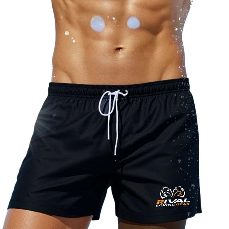 Rival Print Beach Board Shorts for Men Casual Swim Trunks with Side Pockets Mesh Liner Summer Quick Dry Swimsuit Swimwea