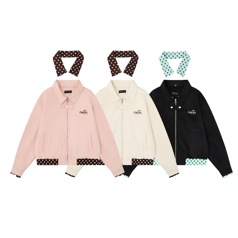 Spott Double Layer Collar Zipper Lapel Jacket for Men Women Casual Loose High Quality Streetwear Office Commuter Chic Jacket