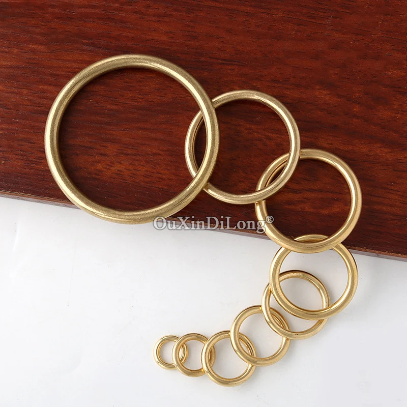 Retro 10PCS Solid Seamless Copper Ring Jewelry Gift Box Bag Leather DIY Hardware Accessories Furniture Pulls Handles Pull Rings