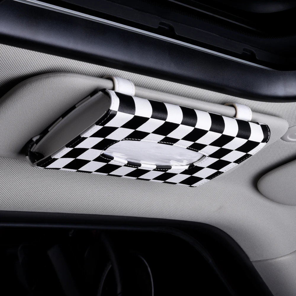 Tissue Box For BMW MINI Cooper Portable Car Sun Visor Paper Napkin Leather Holder Hanging Type Universal Auto Accessories