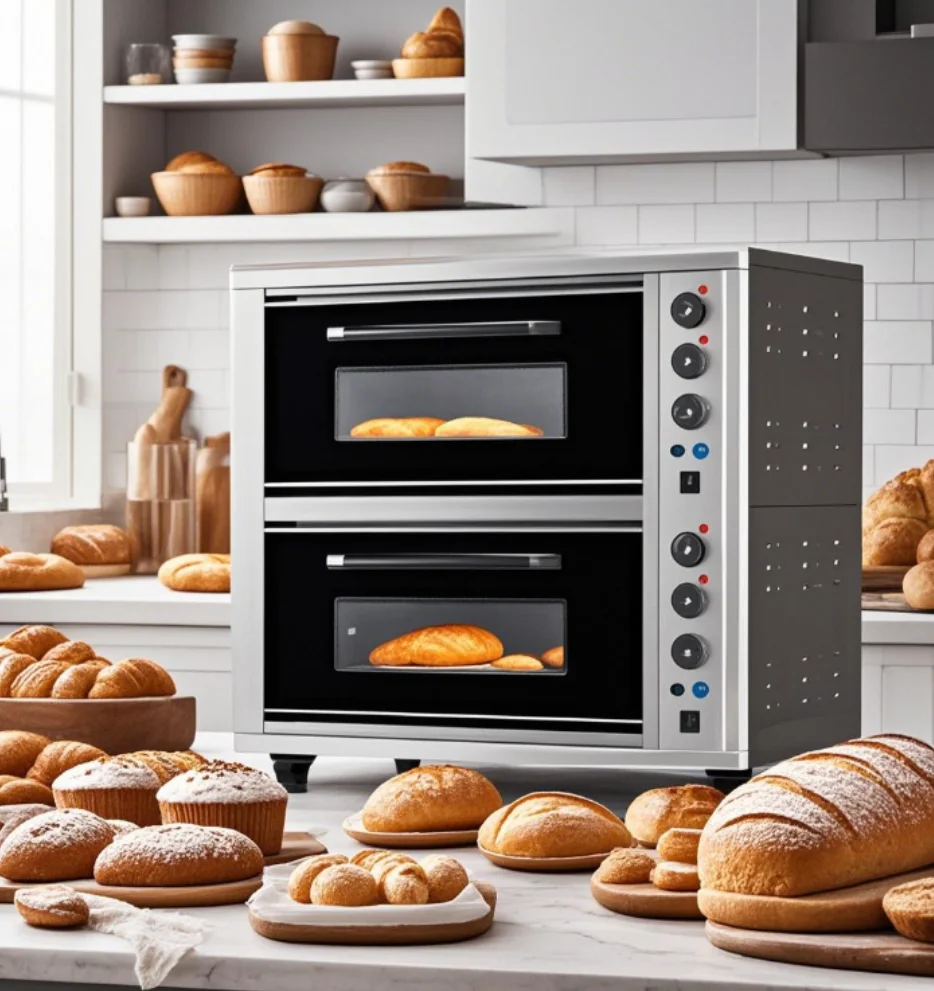 التجارية 350 ℃   فرن بيتزا فرن بيتزا جديد مزدوج الطبقة من حجر الألواح فرن متعدد الوظائف لبيتزا الكرواسون