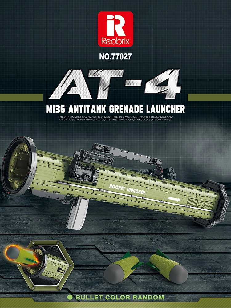 1748 Pcs Anti-Tank Rocket Launcher MOC, Realistic Bazooka Style DIY Model with Ejection for Home Decor, Challenging Gift for All