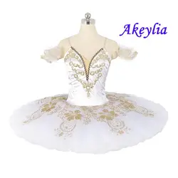 Adult Professional Gamzatti Tutu Classical White Gold Ballet Dance Stage Tutu Children Costumes Nutcracker Ballet Pancake skirt