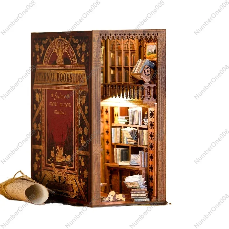 

Книжный магазин ручной работы DIY Хатина Вечный книжный магазин, 3d-стекла в стиле ретро, модель для подарка парню и подруге, креатив
