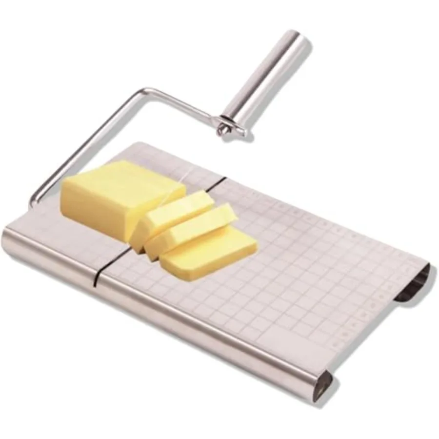 

Stainless Steel Replaceable Wire Cheese Cutter Set with 5 Extra Replacement Wires for Precision Slicing of Block Cheese and But
