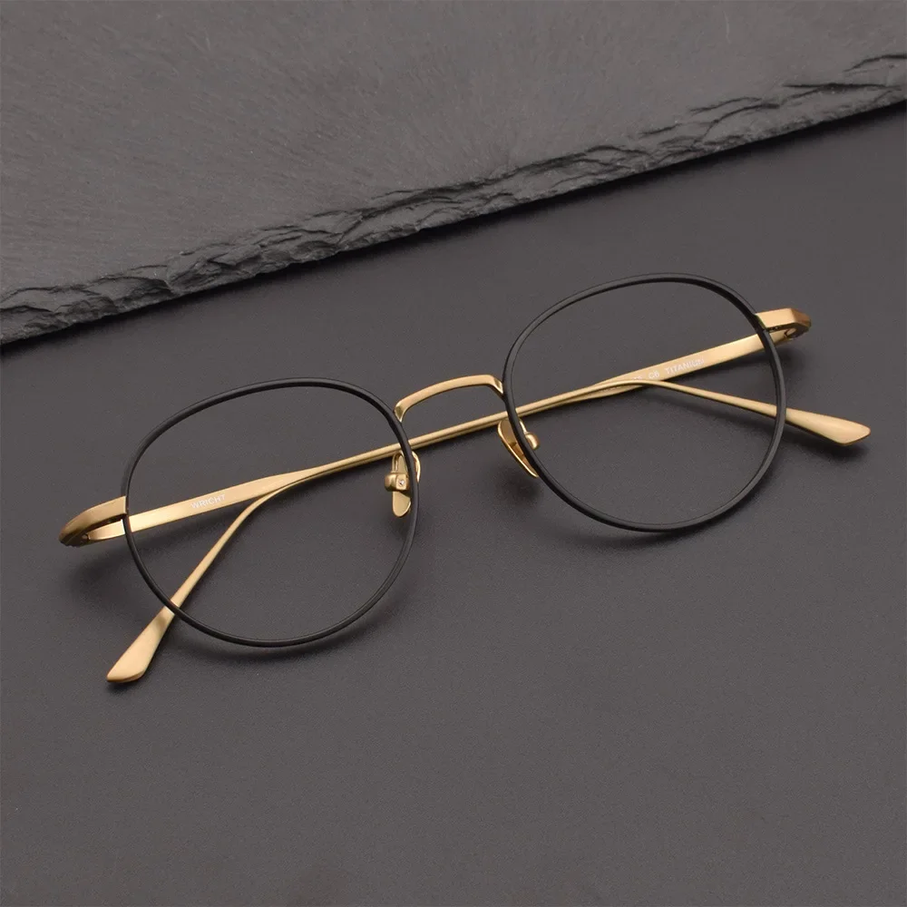 

Japanese Style Oval Frame Pure Titanium Eyeglass Frame Artistic and Fashionable Can Be Paired with Myopia Glasses Lenses Light