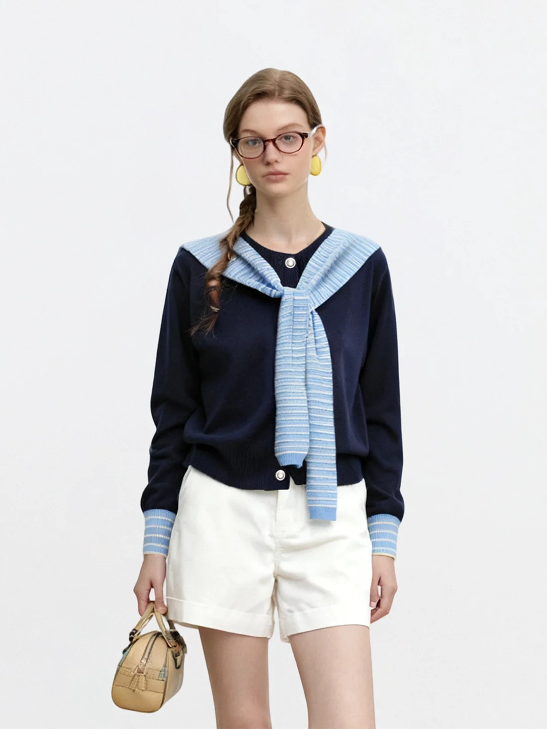 

Женский осенне-зимний многослойный топ AHMI French Holiday Commute Casual с длинными рукавами, вязаный, из мягкой полиэстеровой смеси