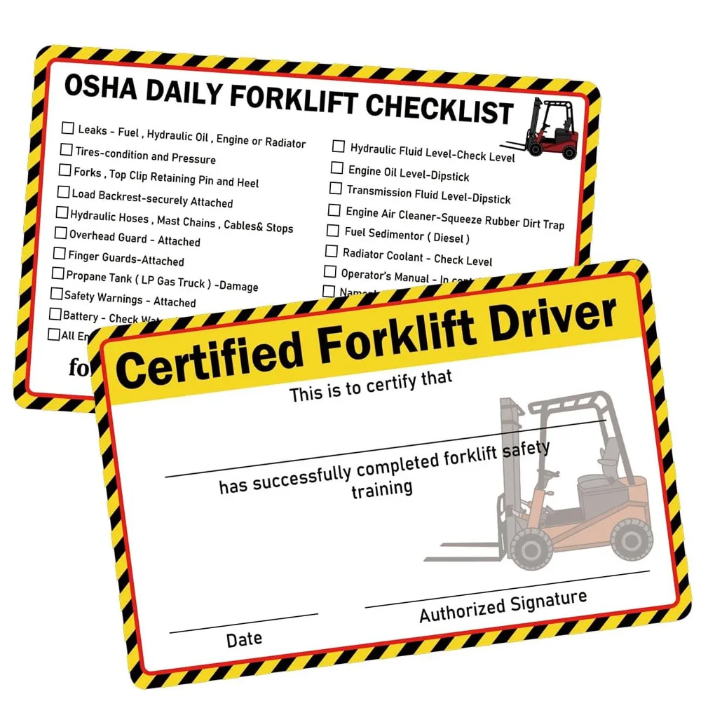 10Pcs Forklift Certification Training Cards 3.25x2.25 Inch-Waterproof Operator/Driver Certificate Training Cards