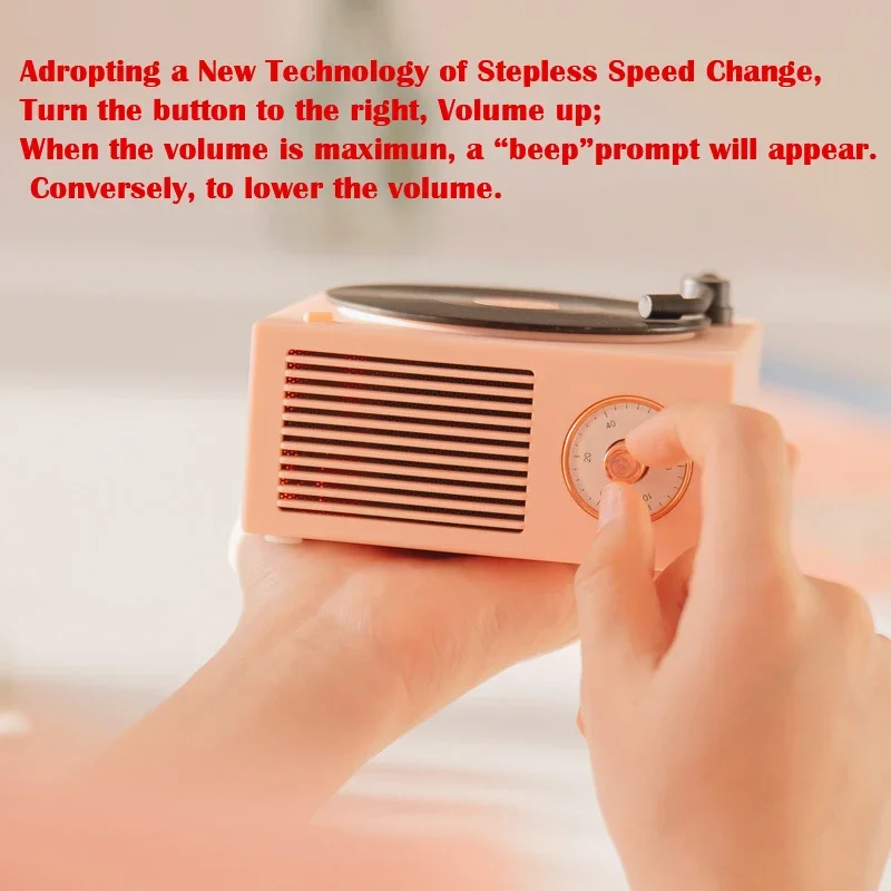 

Portable Record Player Shape Music Box Type Built-in Bluetooth Stereo Wireless Vintage Retro Microphone Speaker HIFI Aux Support