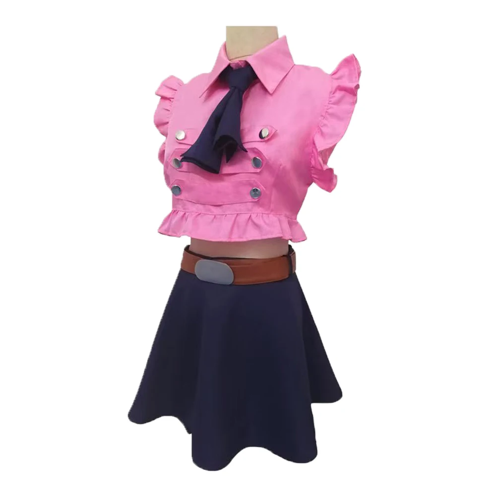 Elizabeth Liones Cosplay Costume Women Fantasy Top Skirt Belt Tie Clothing Roleplay Outfit Female Halloween Carnival Party Suit view 4