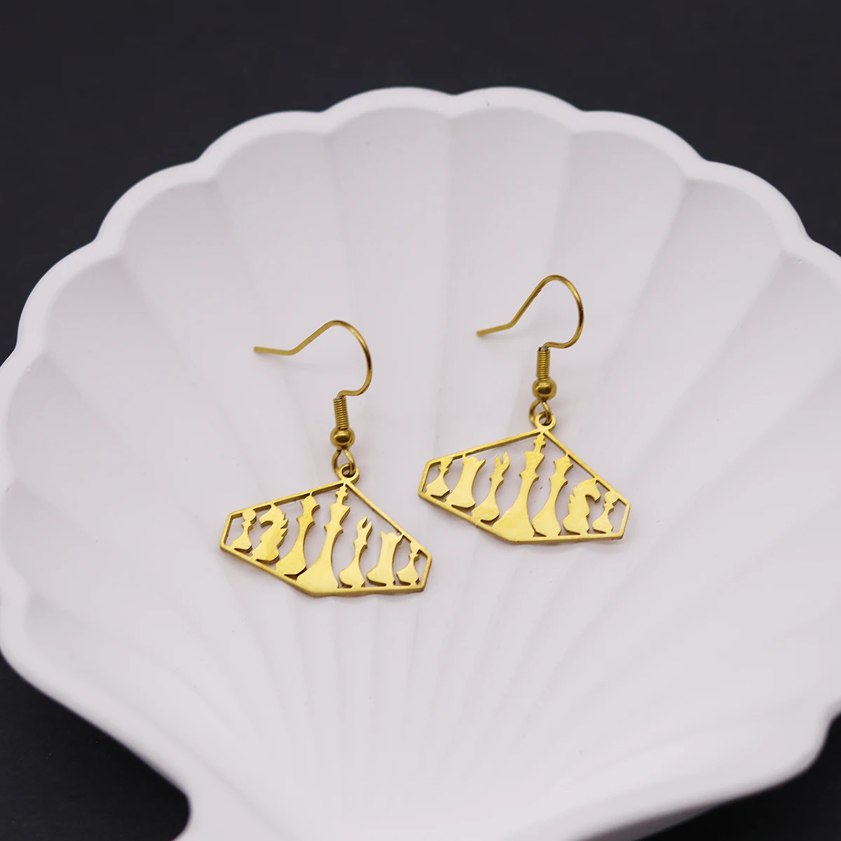 Kinitial Chess Pieces Knight Bishop Pawn King Queen Rook Earrings For Women Ethnic Drop Dangle Earring Oorbellen Pendientes