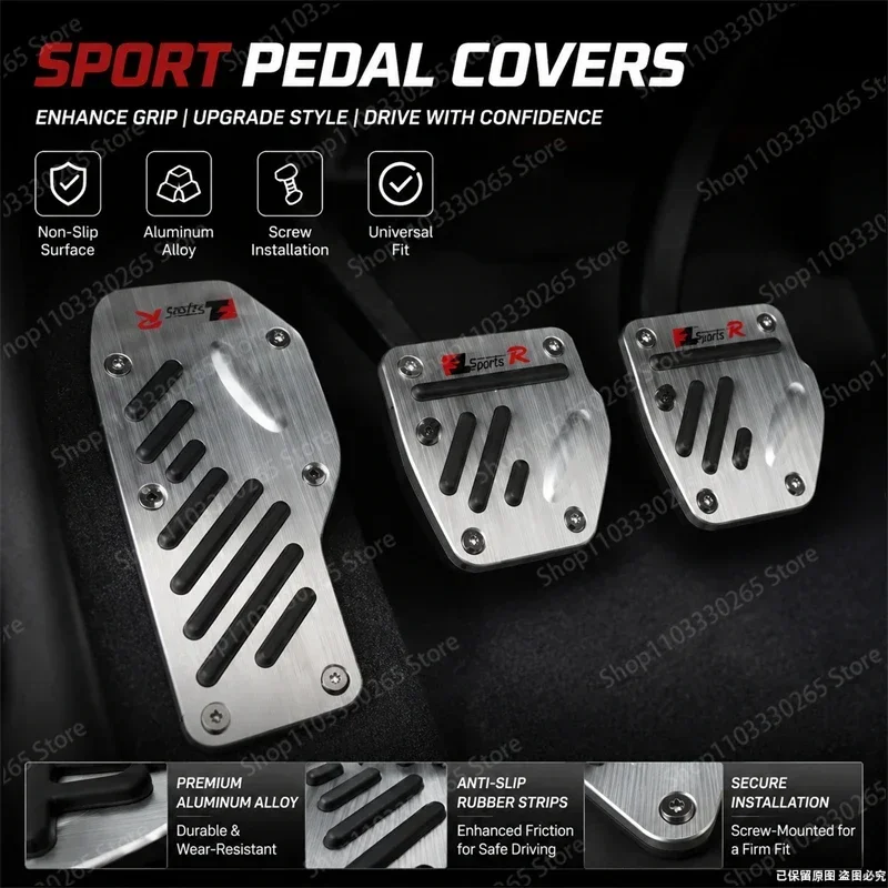 New 2/3pcs Universal Non-Slip Aluminum Manual Transmission Car Pedal Cover Set Kit Pedali Red/Blue/Silver Car Accessories