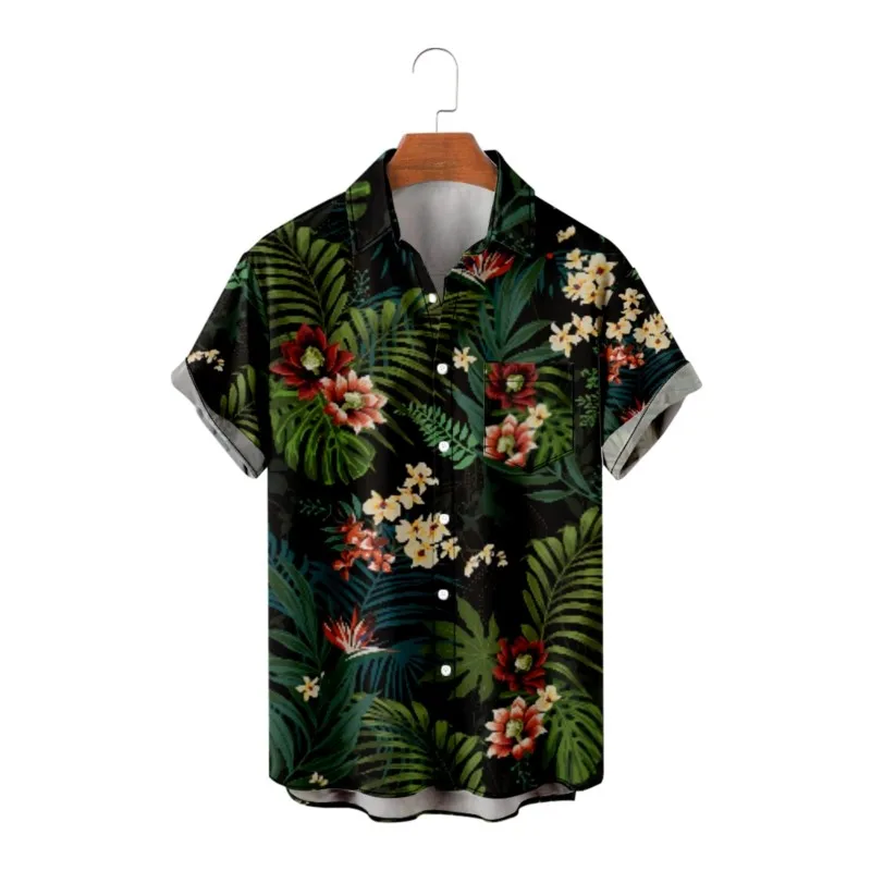 

Men's Hawaiian Style Shirt 3D Plants Print Casual Short Sleeve Streetwear Vintage Beach Clothing Fashion For Men