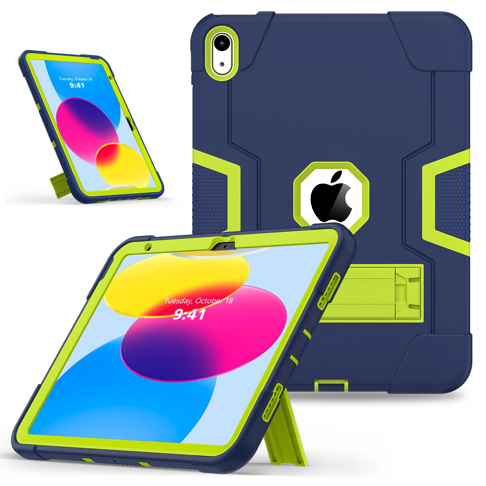 Heavy Duty Hybrid Case for iPad A16 2025 11th 10.9 2022 10th Gen Model A3354 A3355 A3356 A2757 A2777 A2696 Kickstand Armor Cover