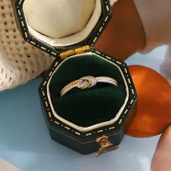 Dámský prsten La. Muses s minimalistickými barevnými smaženými těstovými závitky z nerezové oceli s PVD pokovením, módní vodotěsný šperk, dárek 6 nejlepší prodej dvojitý prsten Aphex - №4