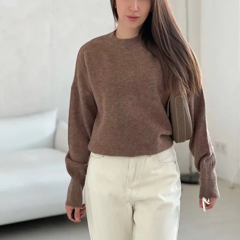 Autumn Winter Women's Top Korean Women's High-Neck Pullover Women's Sweater 2025 New Style Loose Laid-Back Knitted Sweater